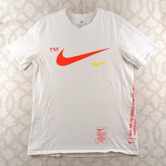 Nike The Nike Tee White Red Yellow Swoosh Logo Graphic T-Shirt Men's Size Medium - Picture 1 of 13